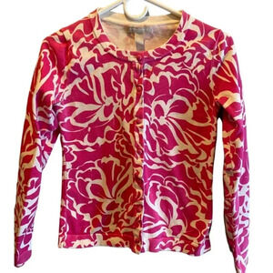 BANANA REPUBLIC WOMENS PINK WHITE SWEATER CARDIGAN TOP SHIRT BUTTON SIZE XS